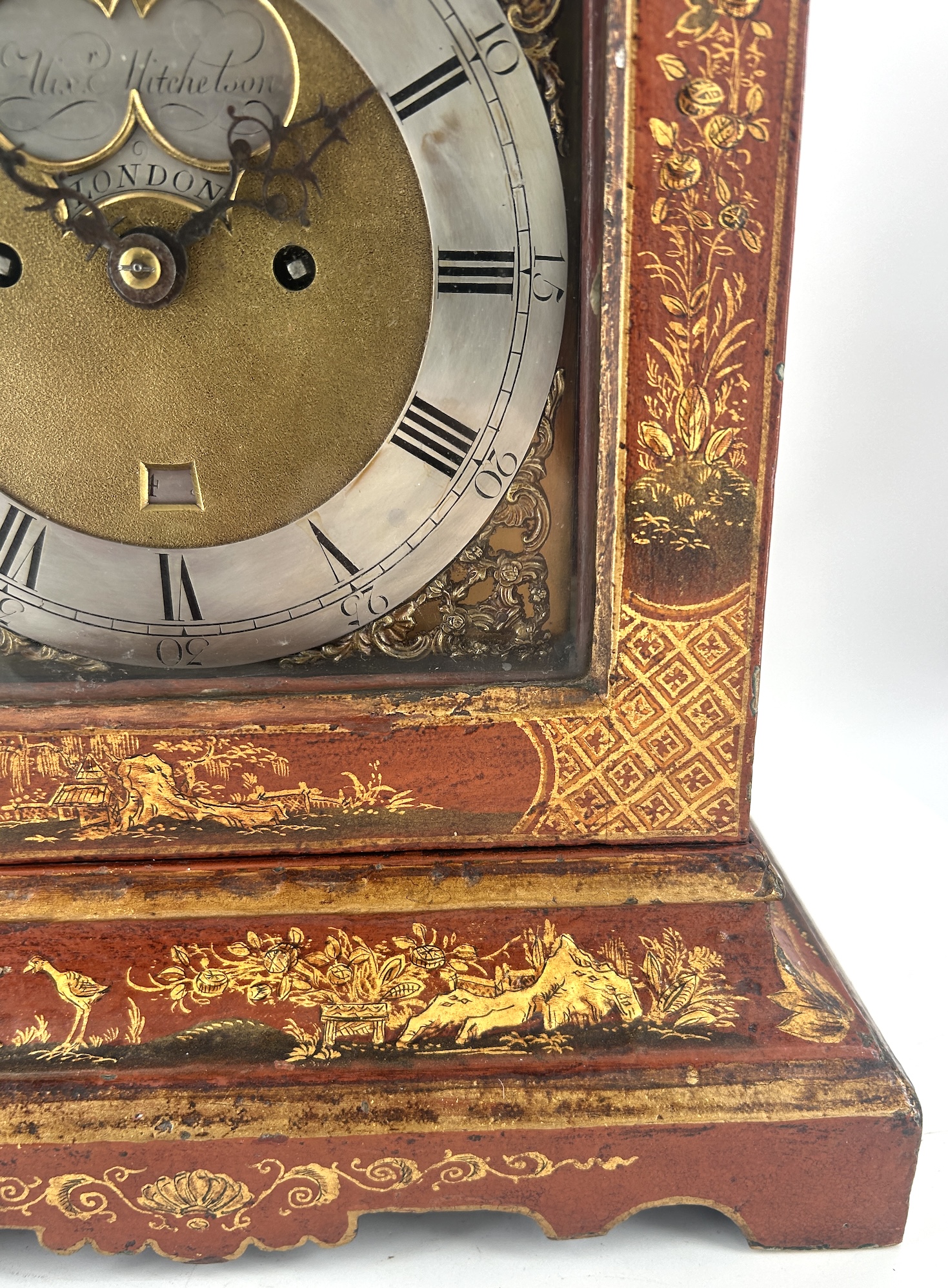 Outstanding Red Chinoiserie English Verge Twin Fusee Bracket Clock – Ca 1760 - Image 3